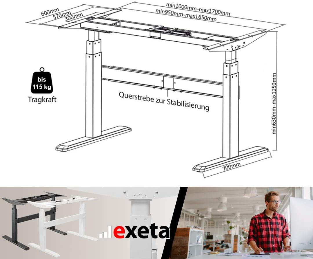 exeta ergoPRO - elektrisch höhenverstellbarer Sitz-Steh-Schreibtisch